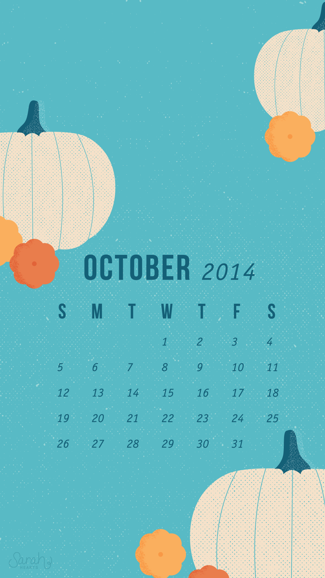 October 2014 Calendar Wallpapers - Sarah Hearts1080 x 1921