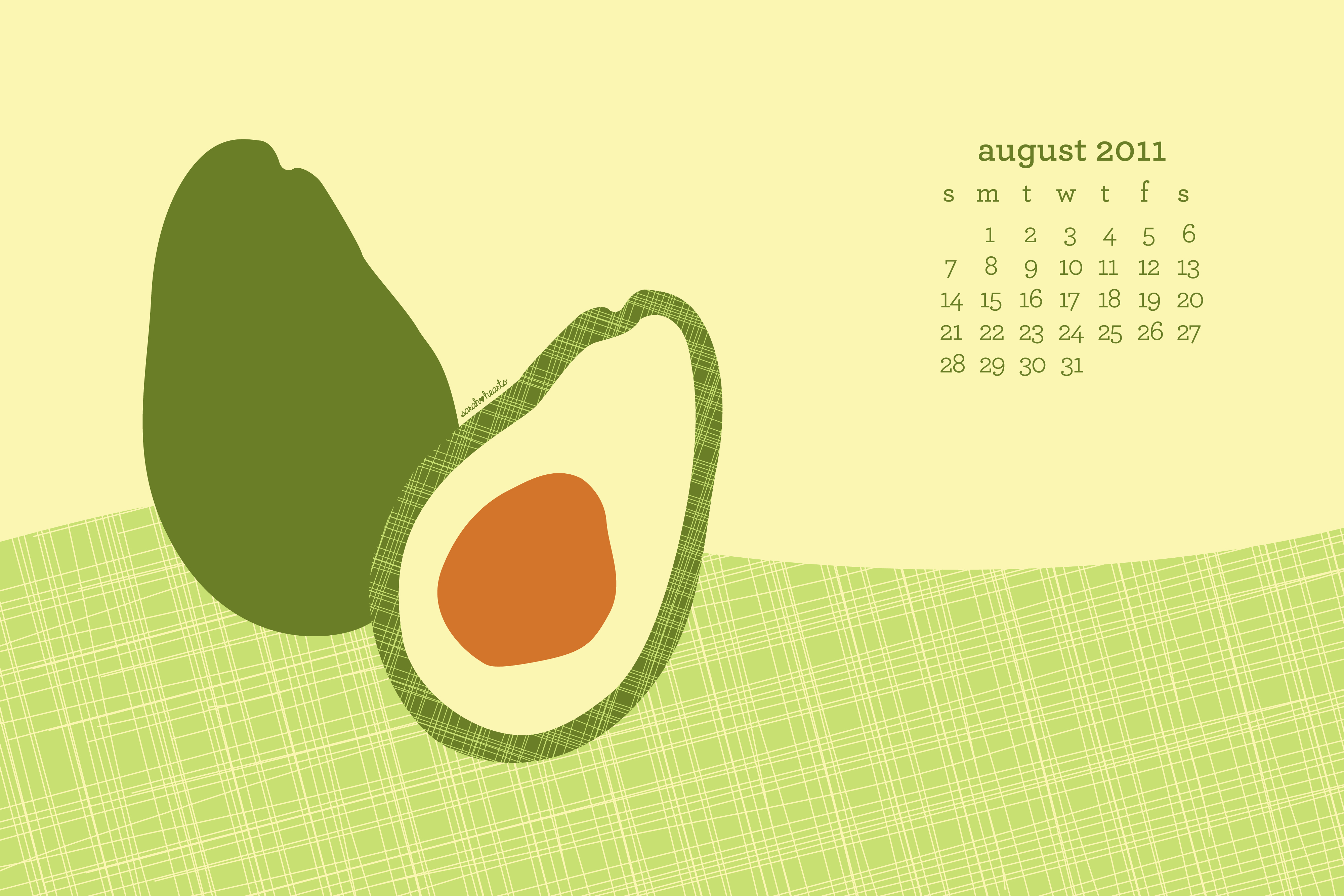 August Free Desktop Wallpaper with Calendar - Sarah Hearts