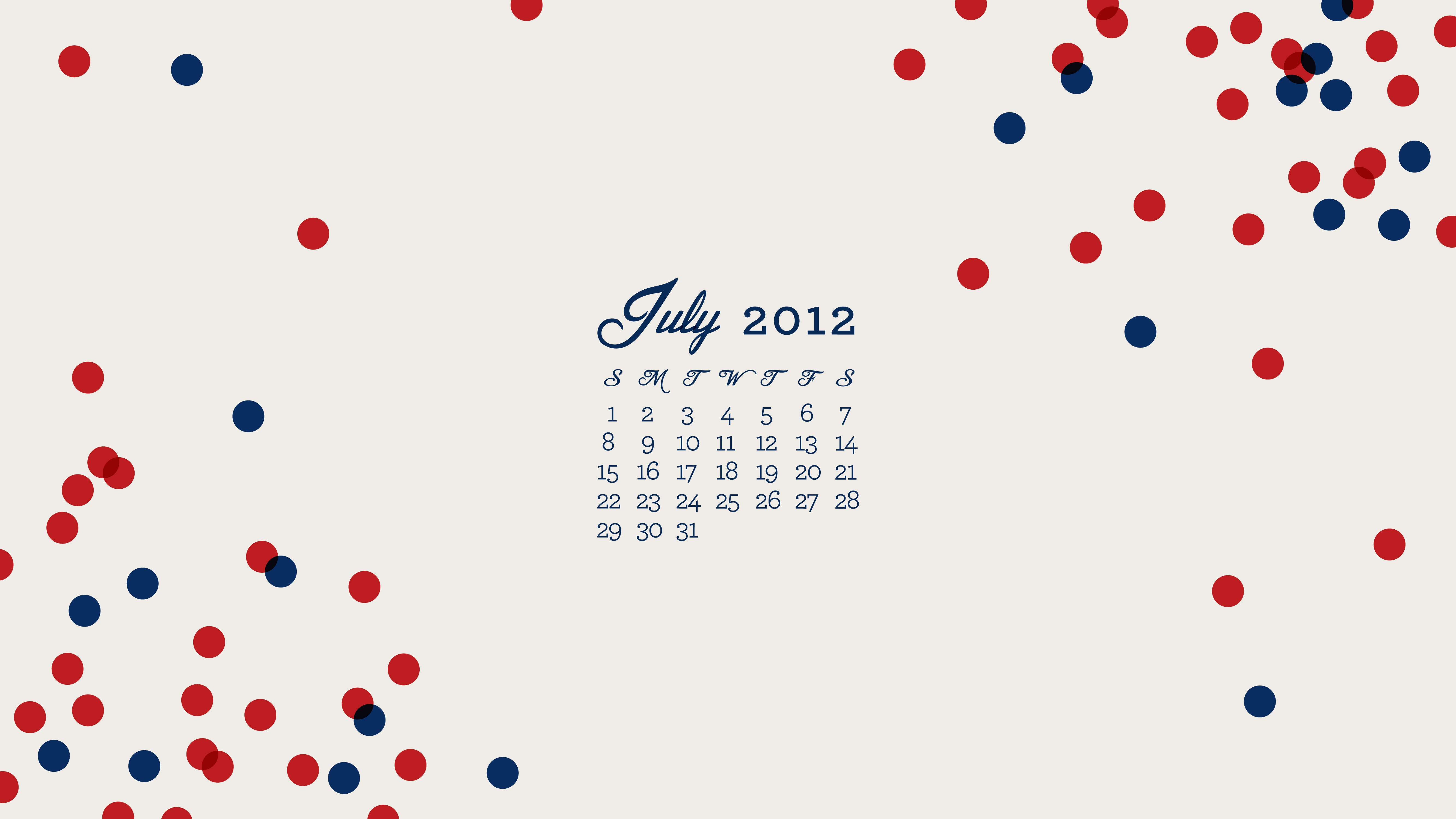 July 2012 Desktop, iPhone & iPad Calendar Wallpaper Sarah Hearts