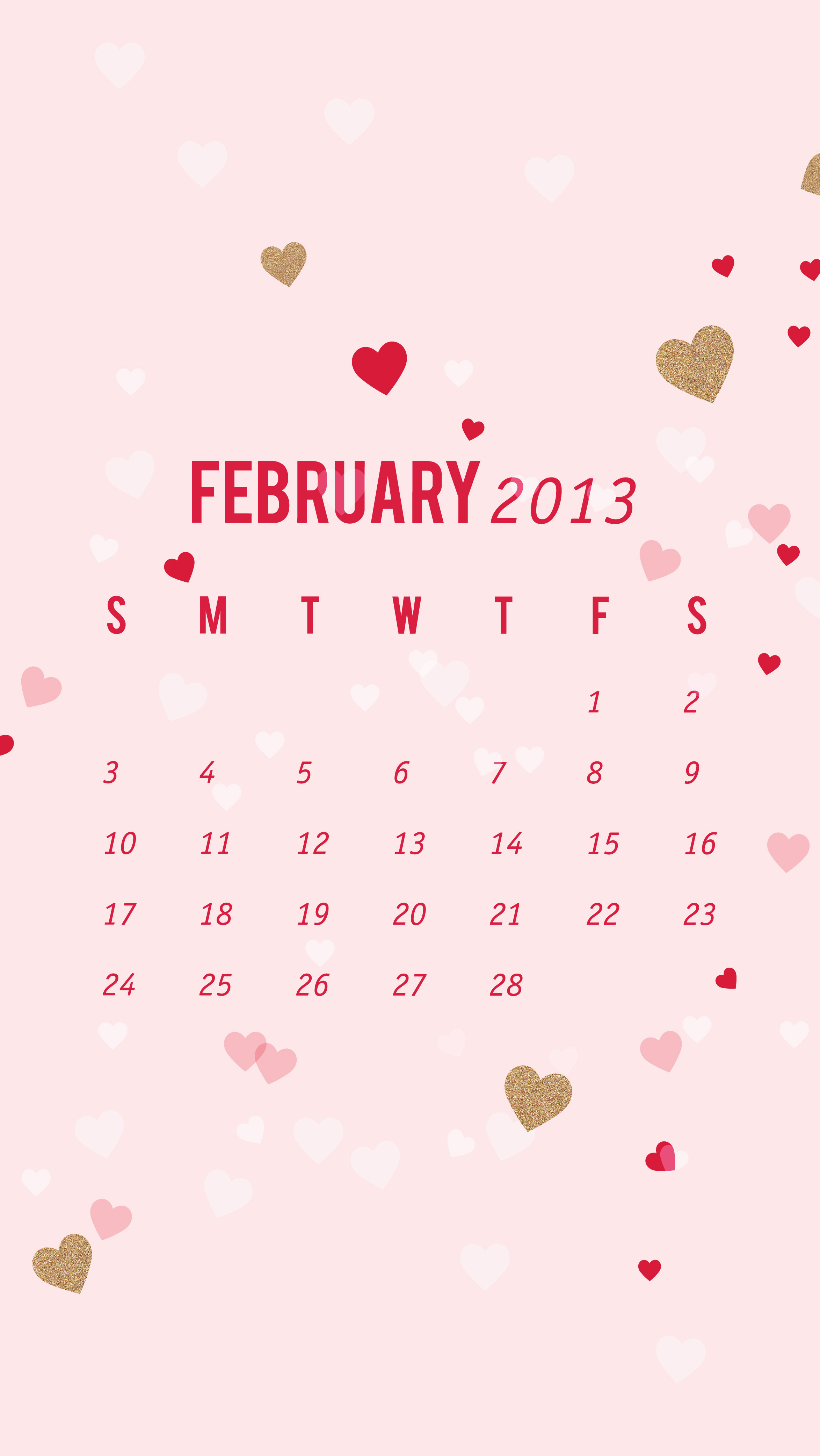 February 2013 Calendar Wallpaper - Sarah Hearts