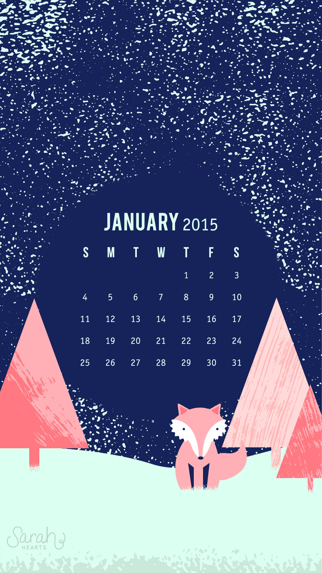 January 2015 Calendar Wallpaper - Sarah Hearts