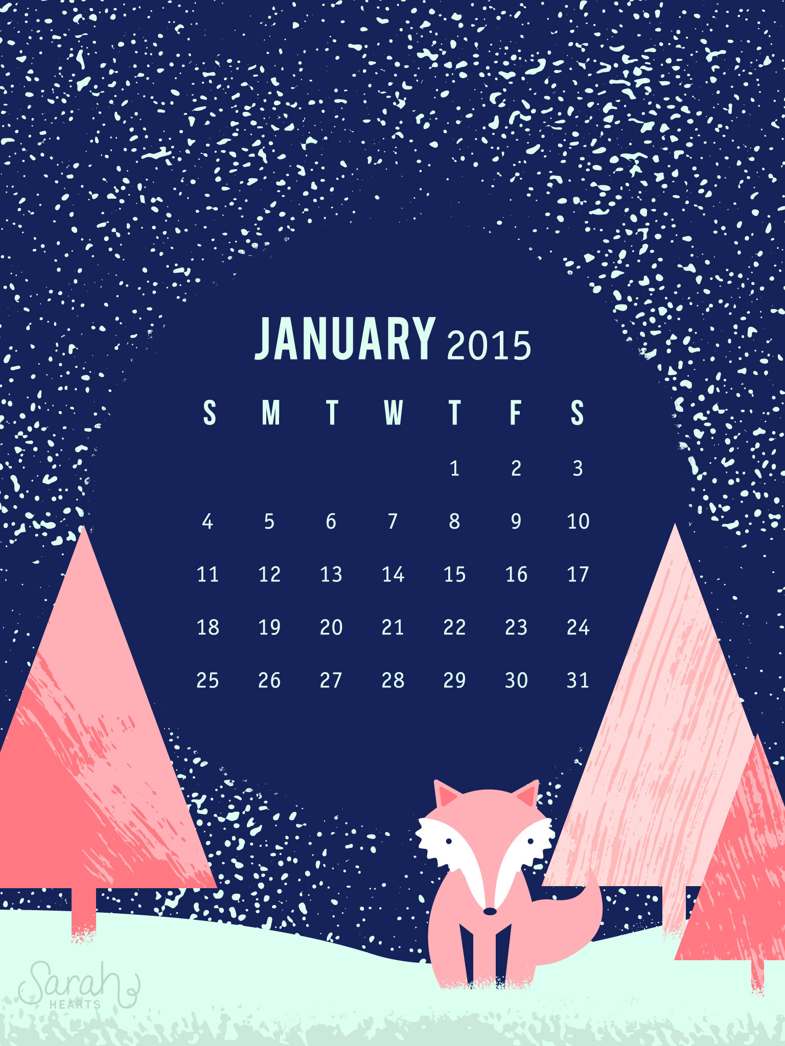January 15 Calendar Wallpaper Sarah Hearts