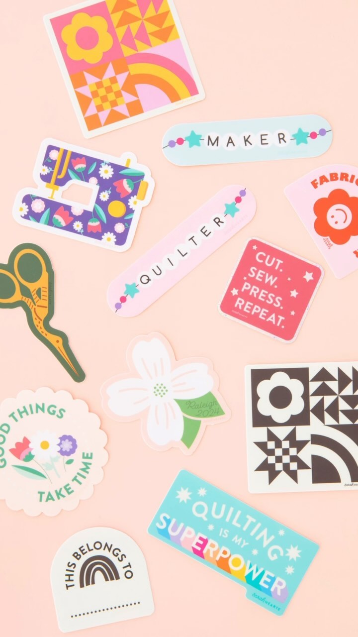 ICYMI: we now have stickers in the shop! 🎉 They ware waterproof, dishwasher safe and the perfect accessory for your emotional support water bottle 😆#sarahhearts #cutestickers #sewinglove
