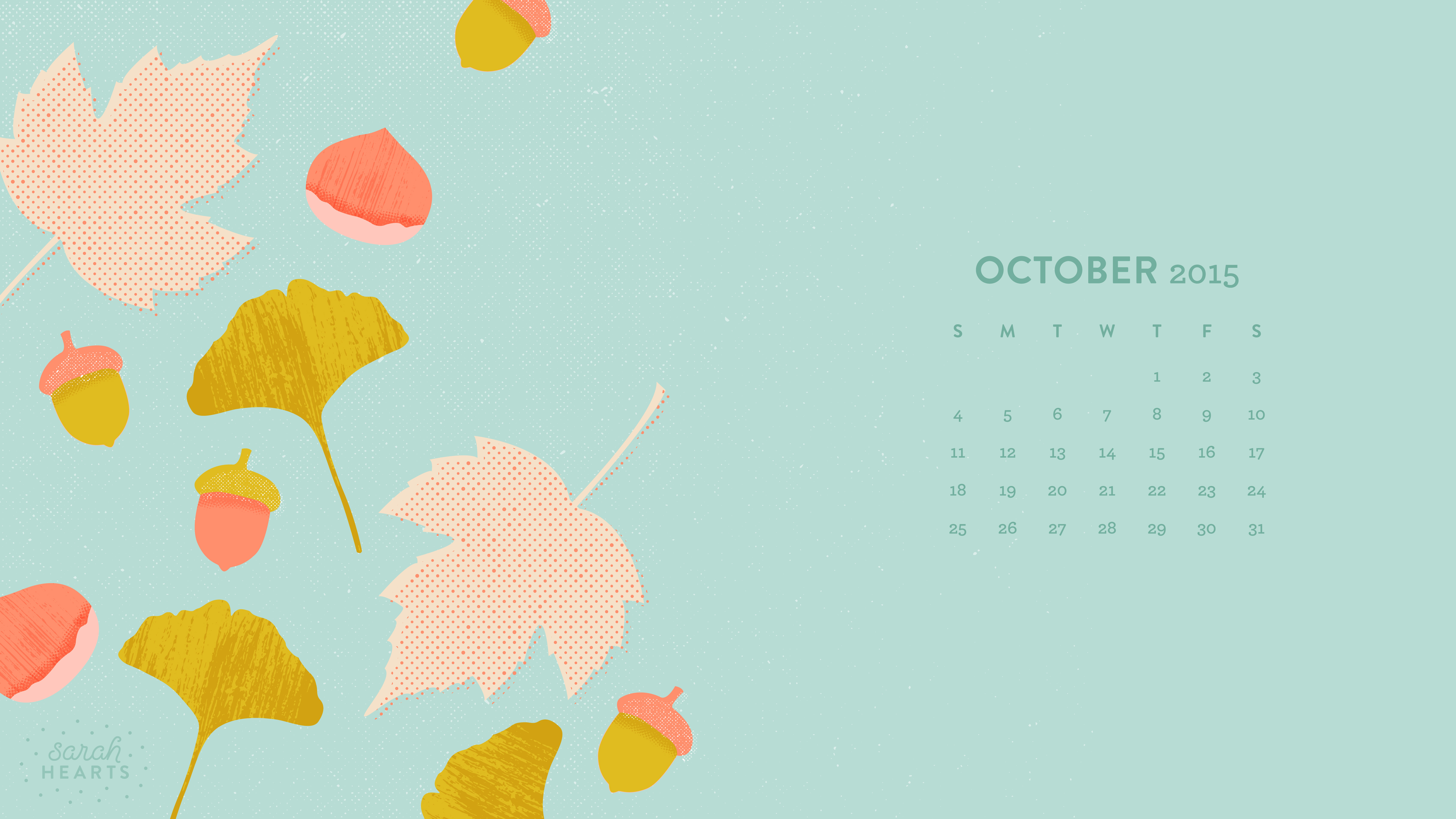 October 2015 Calendar Wallpaper Sarah Hearts