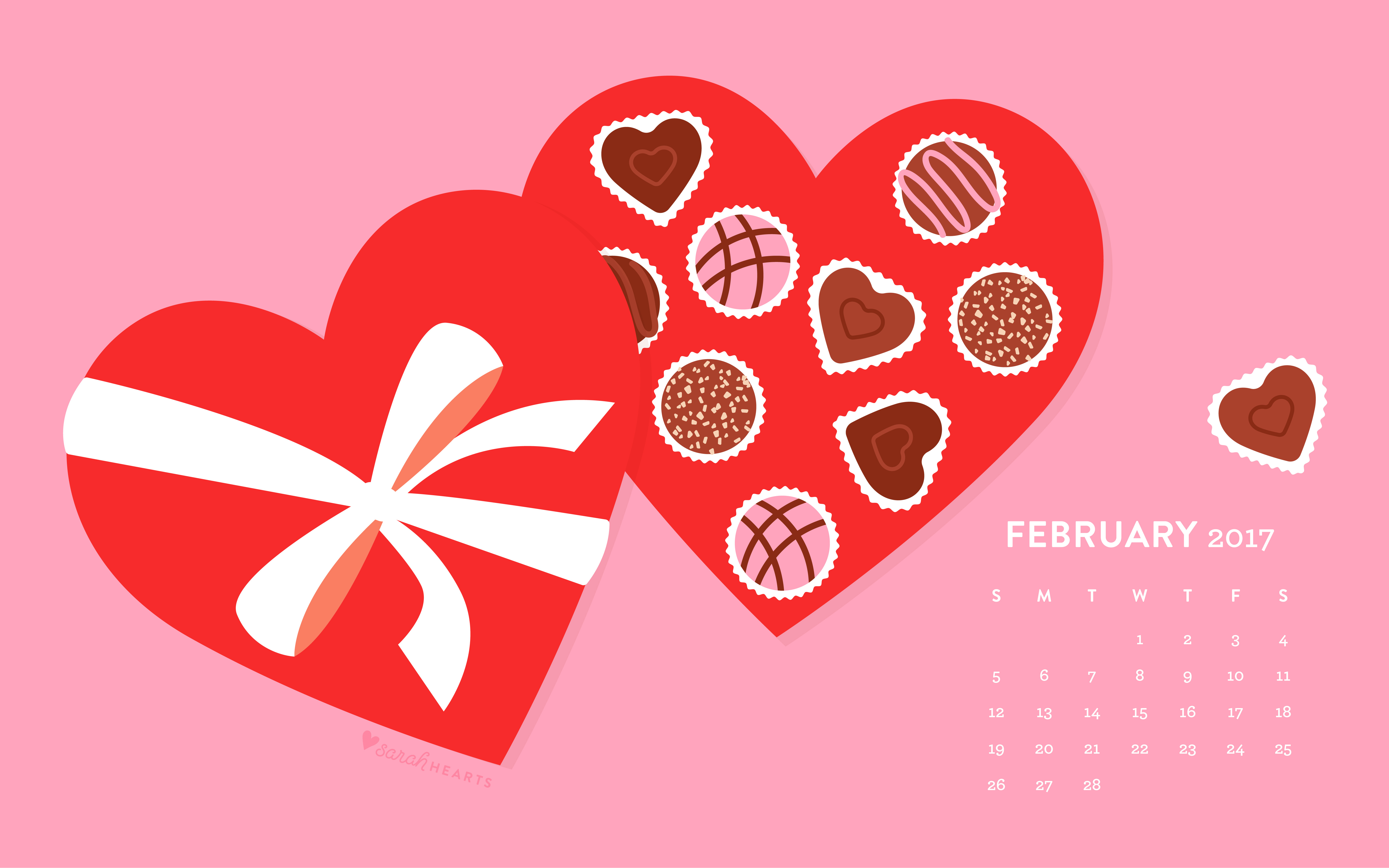 Valentines February 2017 Calendar Wallpaper Sarah Hearts