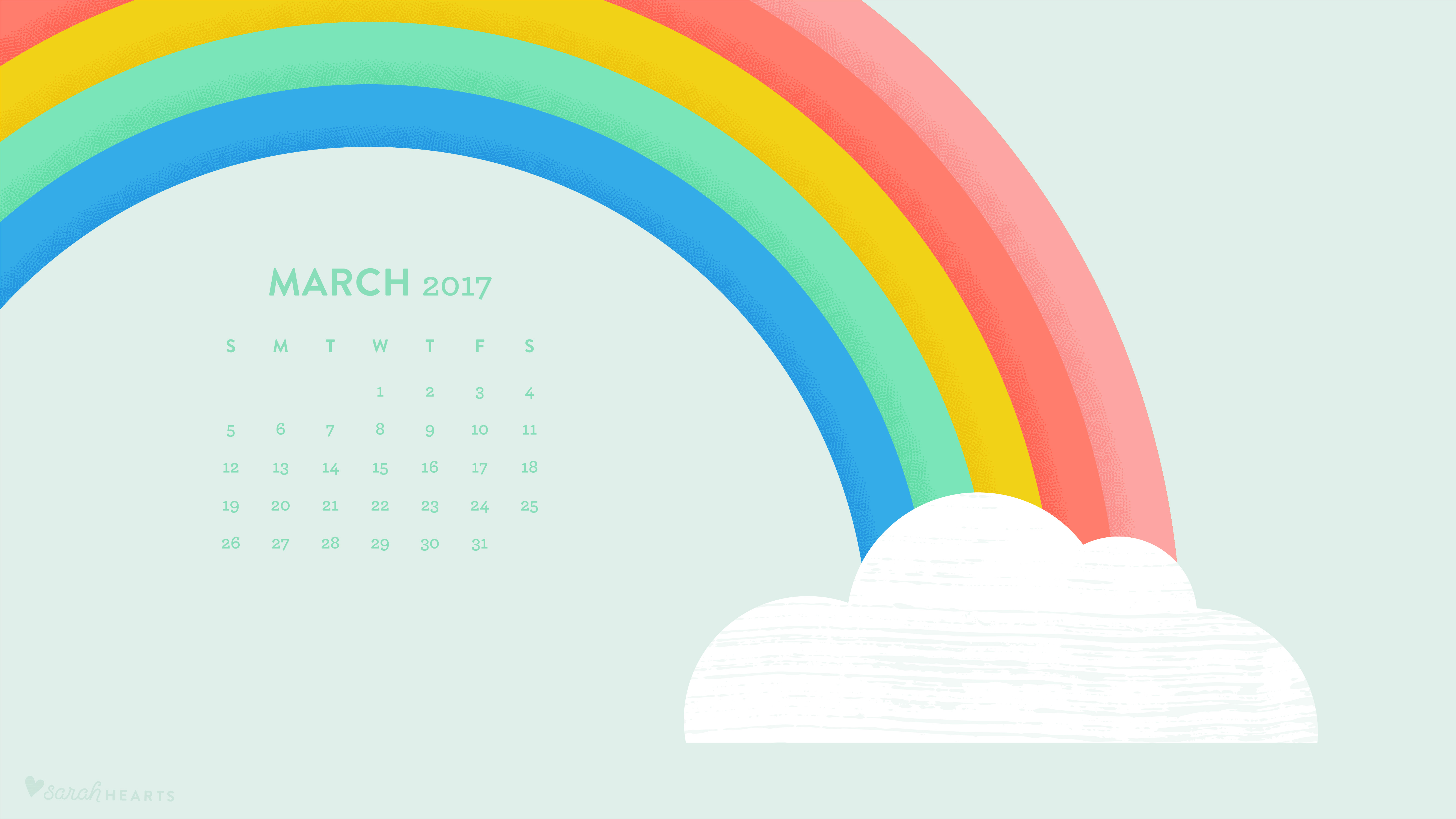 Lịch Nền Rainbow Tháng 3/2017: Tạo sự mới lạ cho giao diện điện thoại của bạn với Lịch Nền Rainbow Tháng 3/