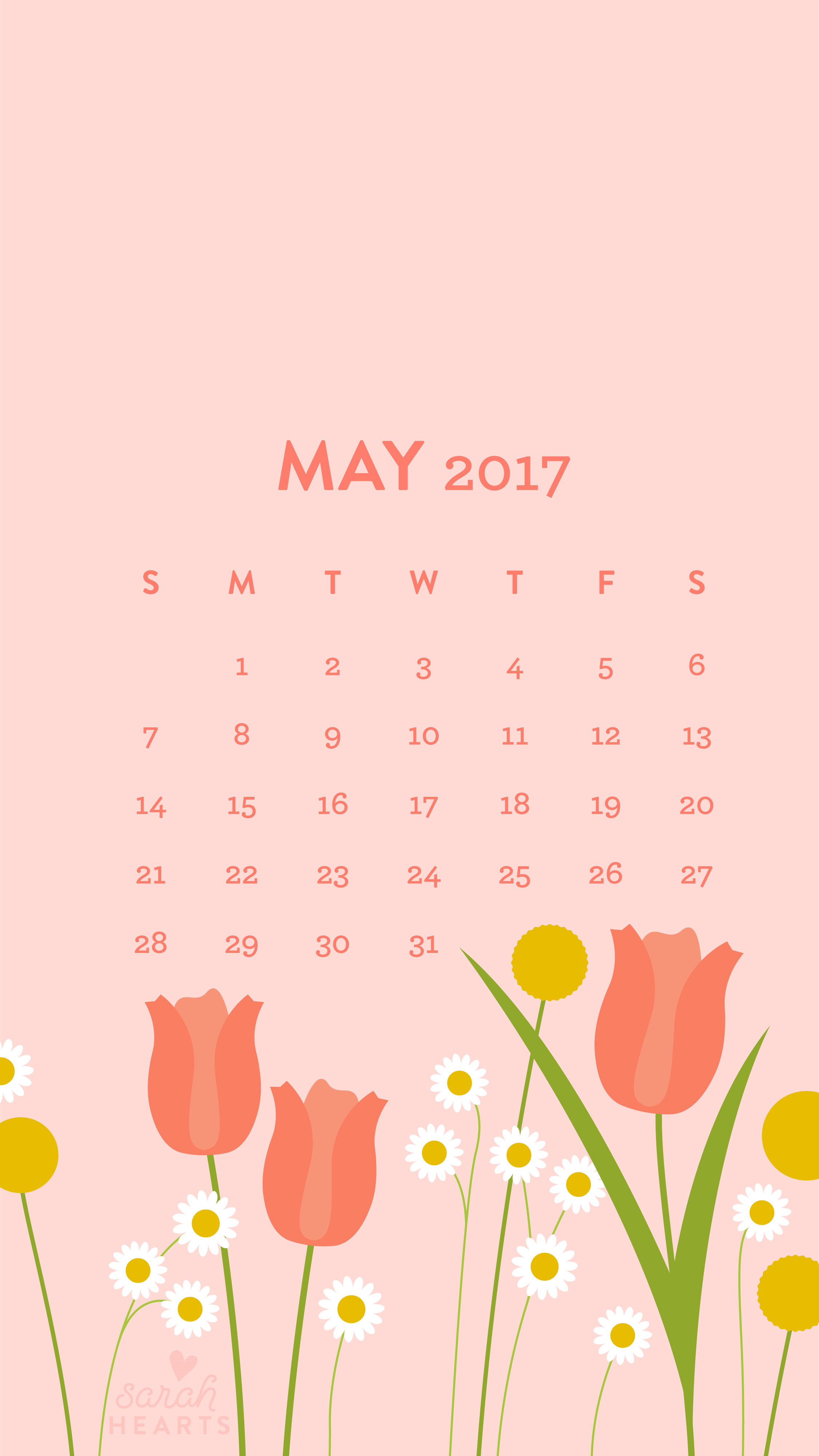 May 2017 Calendar Wallpaper - Sarah Hearts