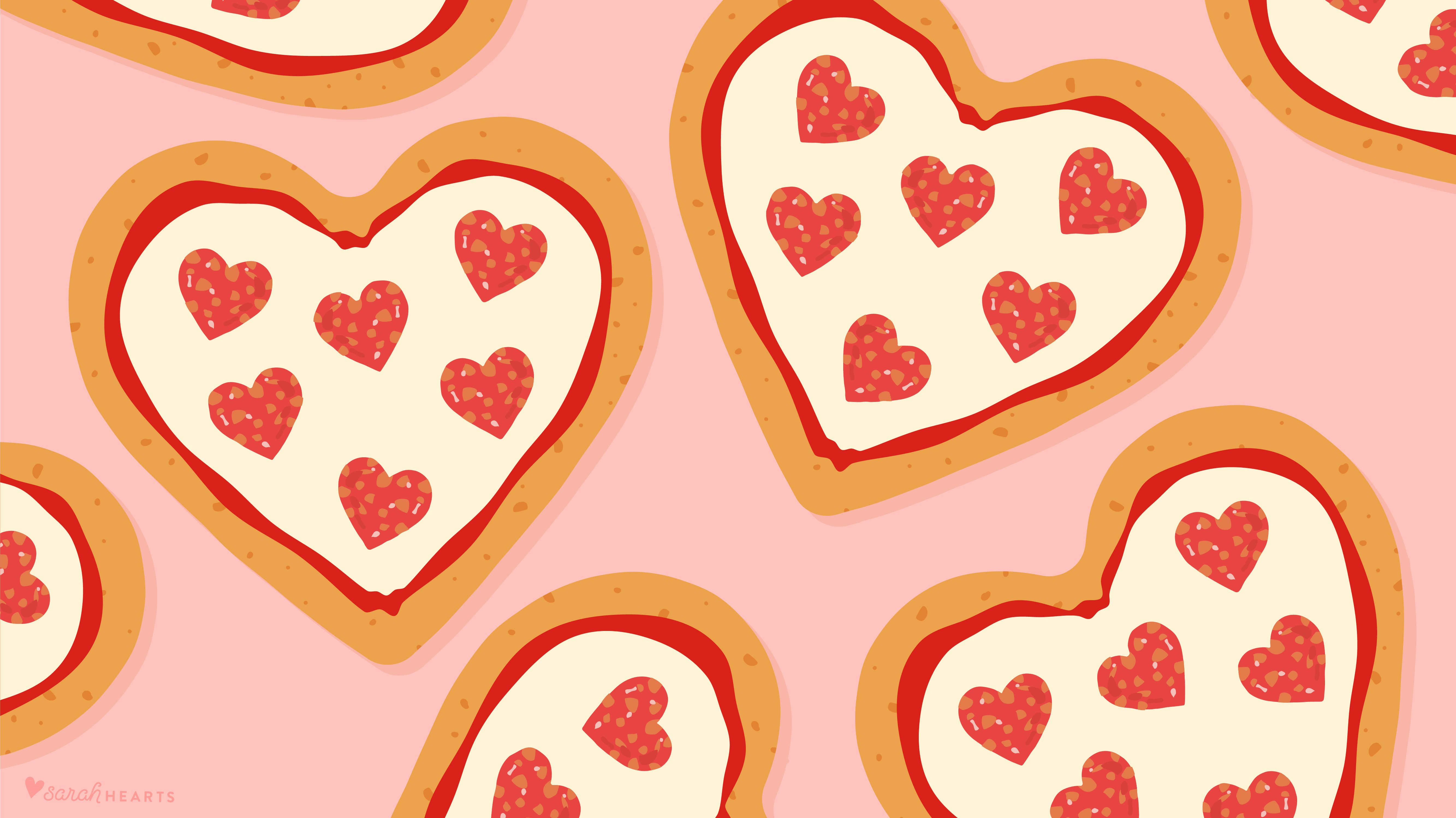 Heart Shaped Pizza February 2018 Calendar Wallpaper - Sarah Hearts