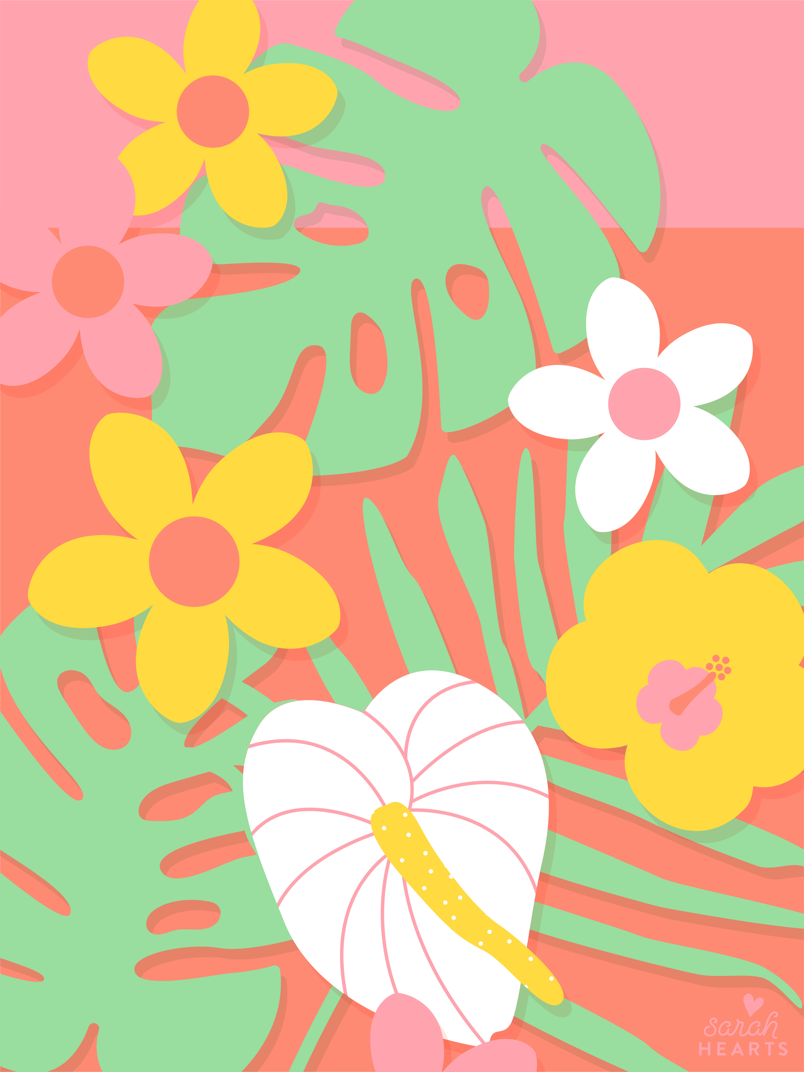 Tropical flowers wallpaper Vectors  Illustrations for Free Download   Freepik