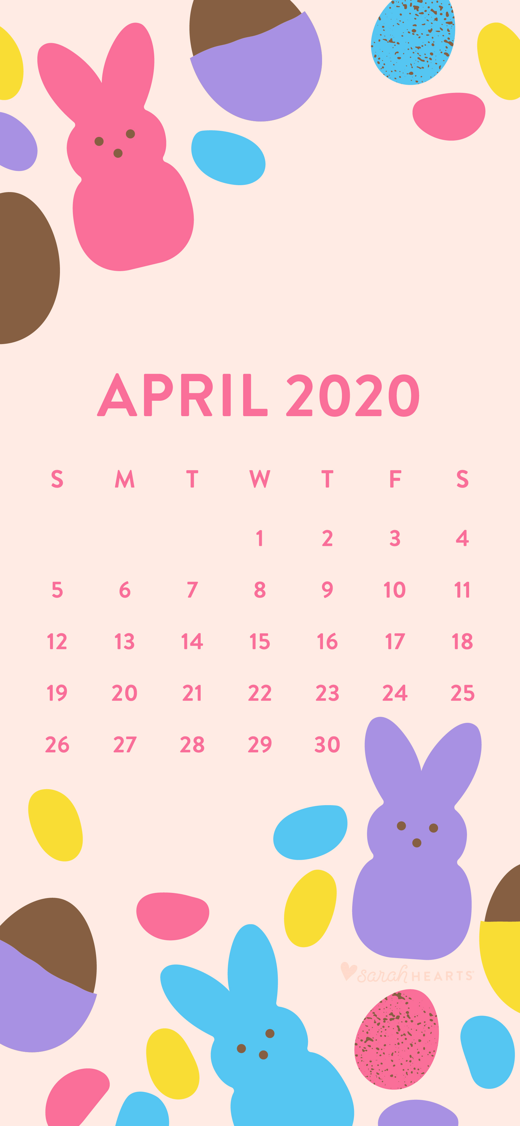 April 2020 Easter Candy Calendar Wallpaper - Sarah Hearts