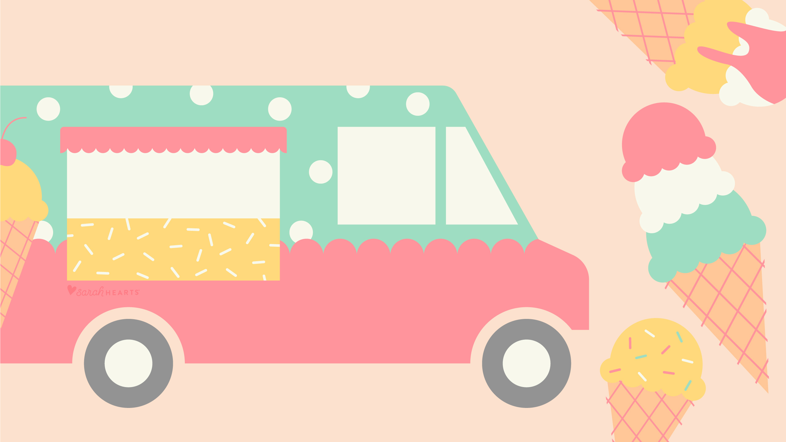 July 2020 Ice Cream Truck Calendar Wallpaper - Sarah Hearts July 2020 Ice Cream Truck Calendar Wallpaper - Sarah Hearts