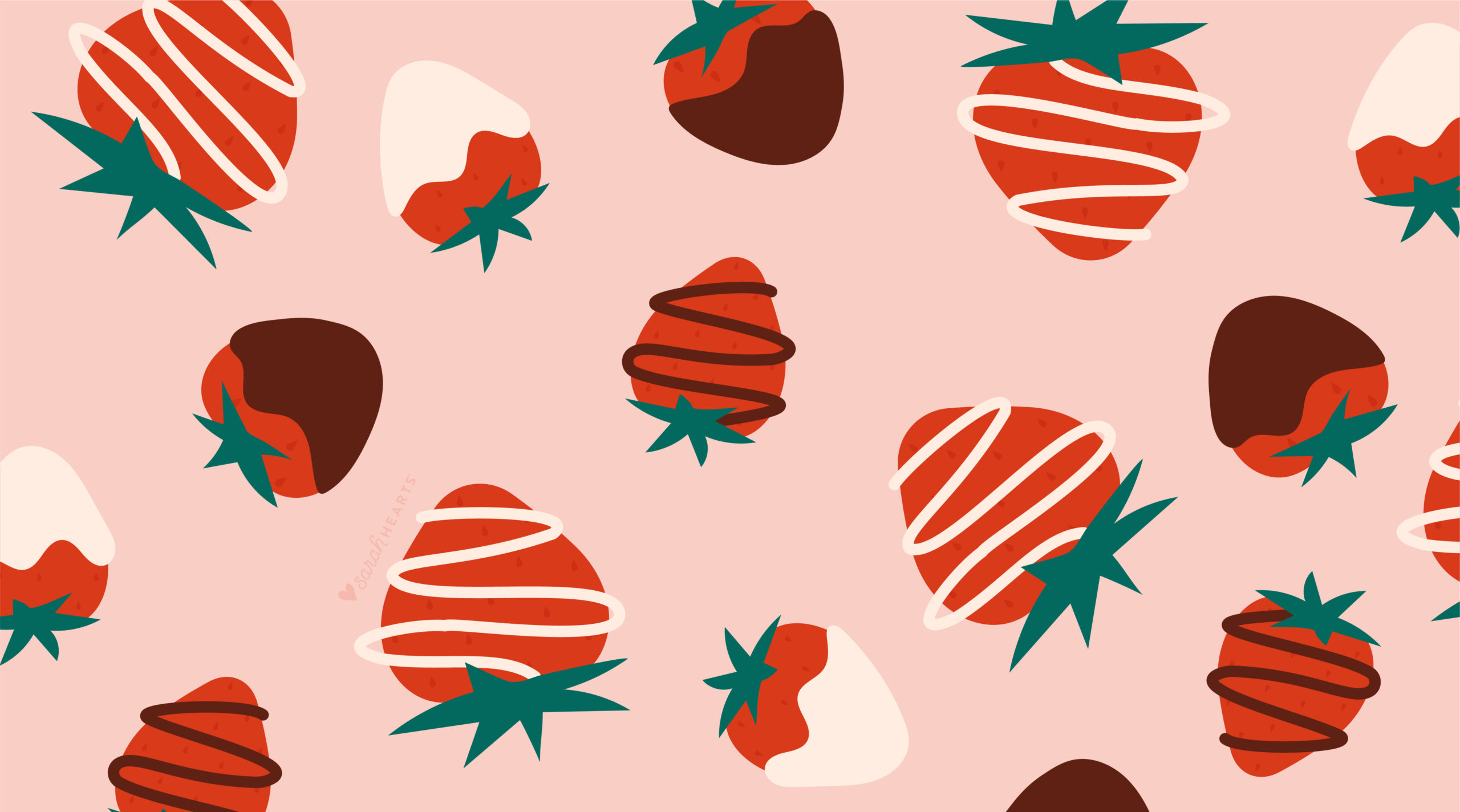 February 2022 Chocolate Dipped Strawberry Calendar Wallpaper - Sarah Hearts