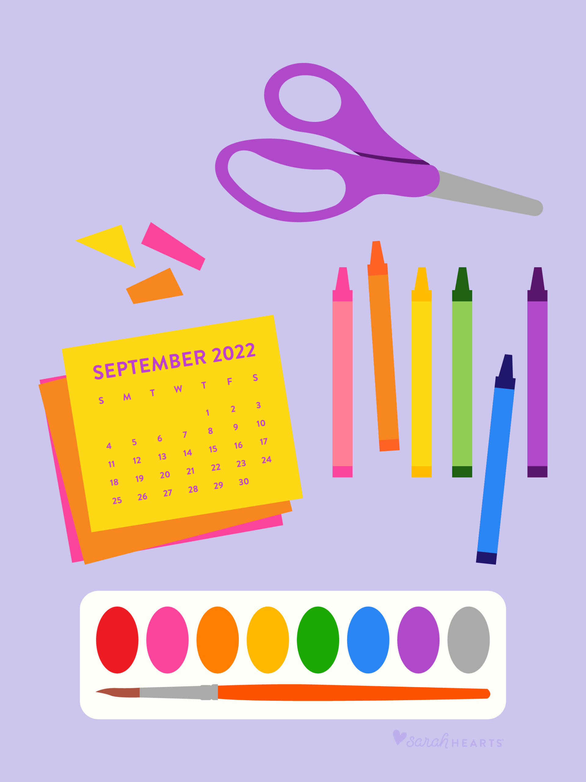 September 2022 Art Supply Calendar Wallpaper  Sarah Hearts