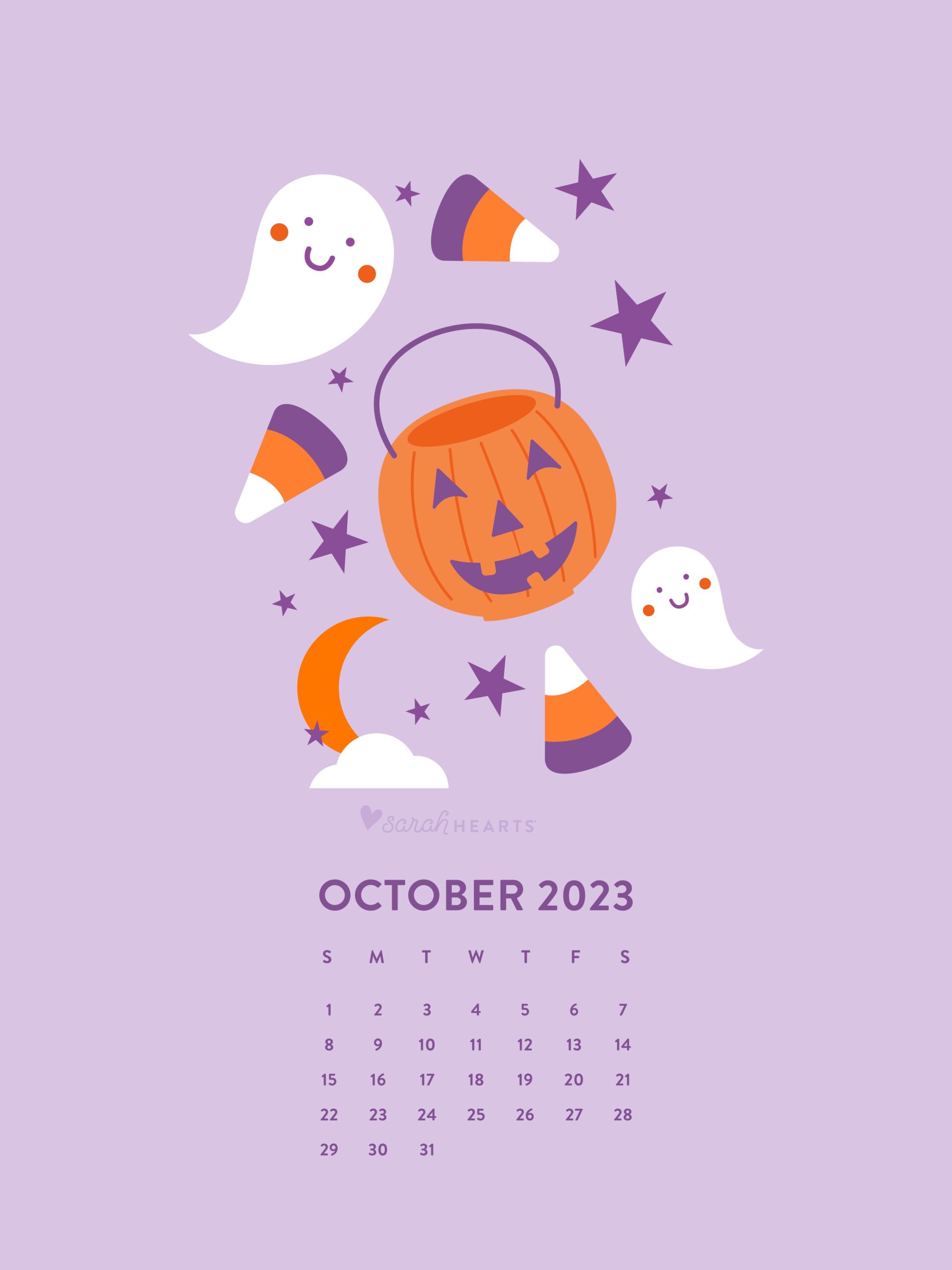 October 2023 Halloween Calendar Wallpaper - Sarah Hearts
